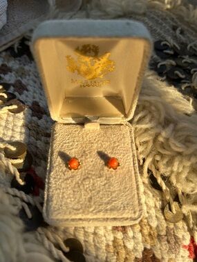 Coral Stud Earrings - 14k Gold Maui divers